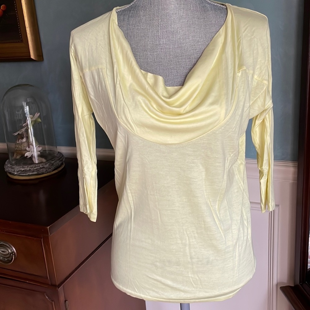 ANN TAYLOR 3/4 sleeves, cowl neck, light yellow top